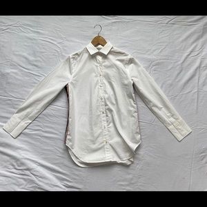 JCREW white button down with sequin stripe